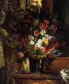 A Vase of Flowers on a Console Romantic Eugene Delacroix